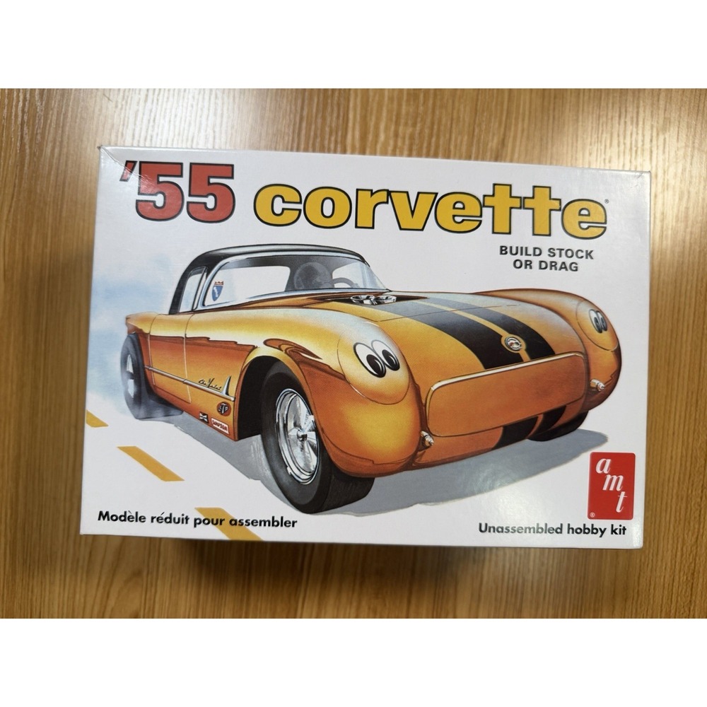 AMT 1955 Chevy Corvette 1/25 Scale Model Kit AMT683 Build Stock or Drag Started